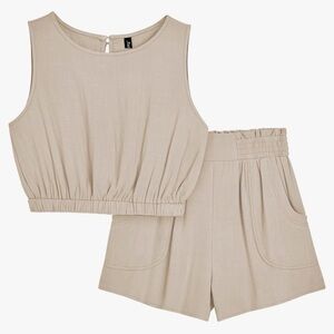 2 Piece Shorts Sets Sleeveless Crop Tank and High Waisted Shorts with Pockets XL